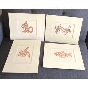 Bill Reid Haida Art Prints Set of 4 Skaana Skagi Ghuuts Frog Matted Indigenous